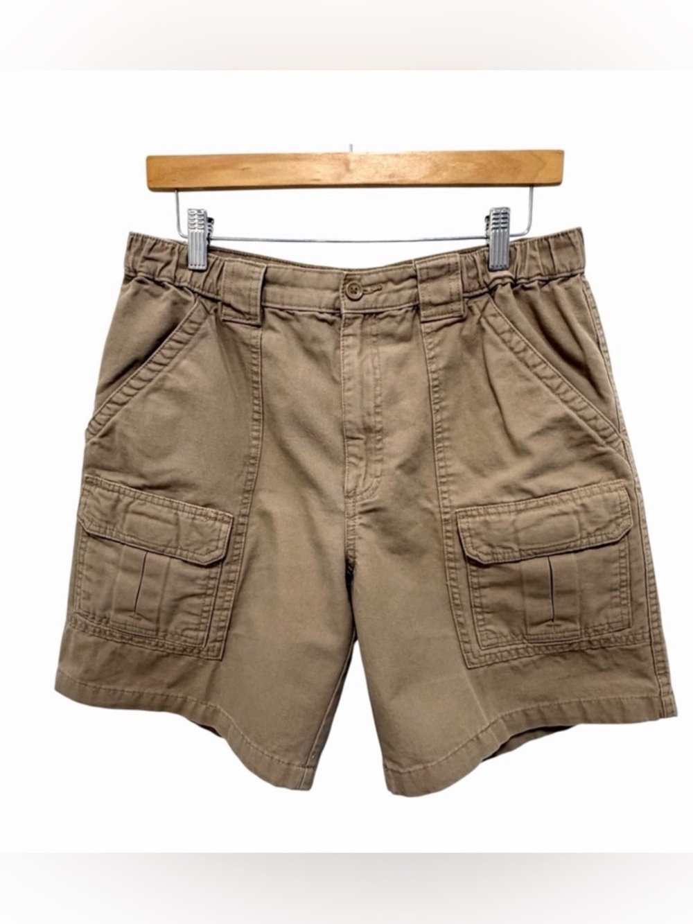 Savane Rugged Tan Khaki Canvas Cotton Cargo Hiking Shorts - New - Waist 34”